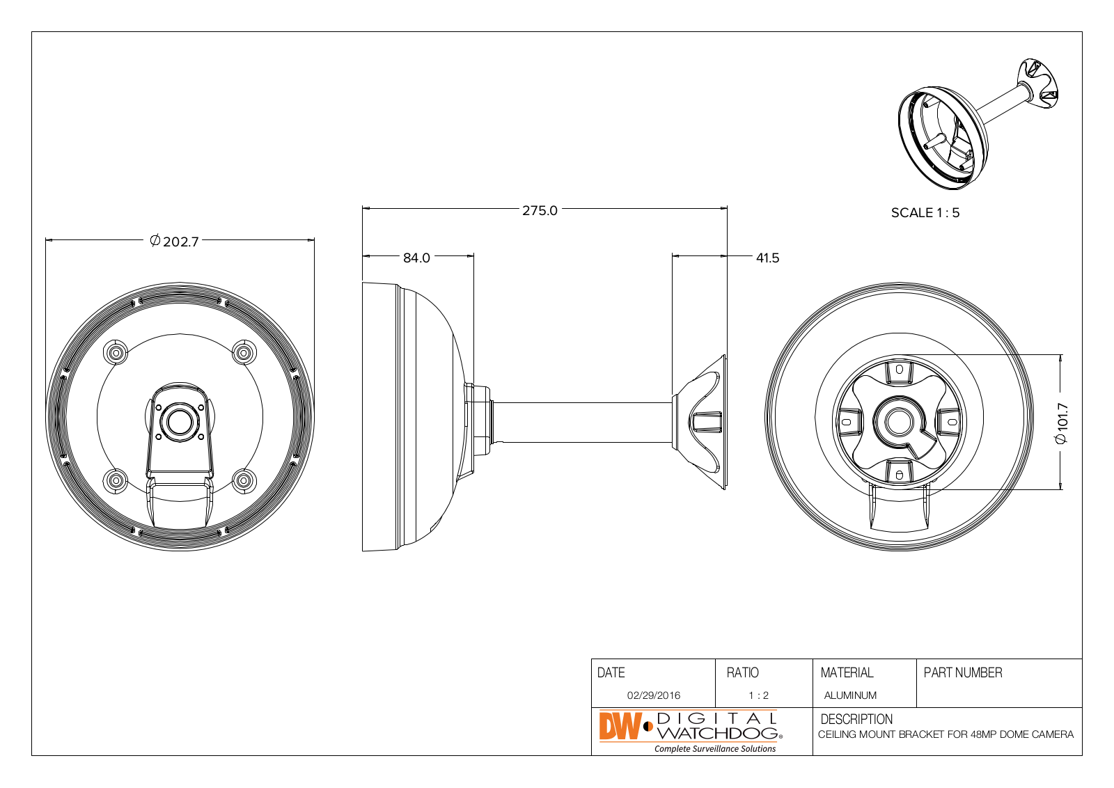 Digital Watchdog DWC-PZCM Specsheet