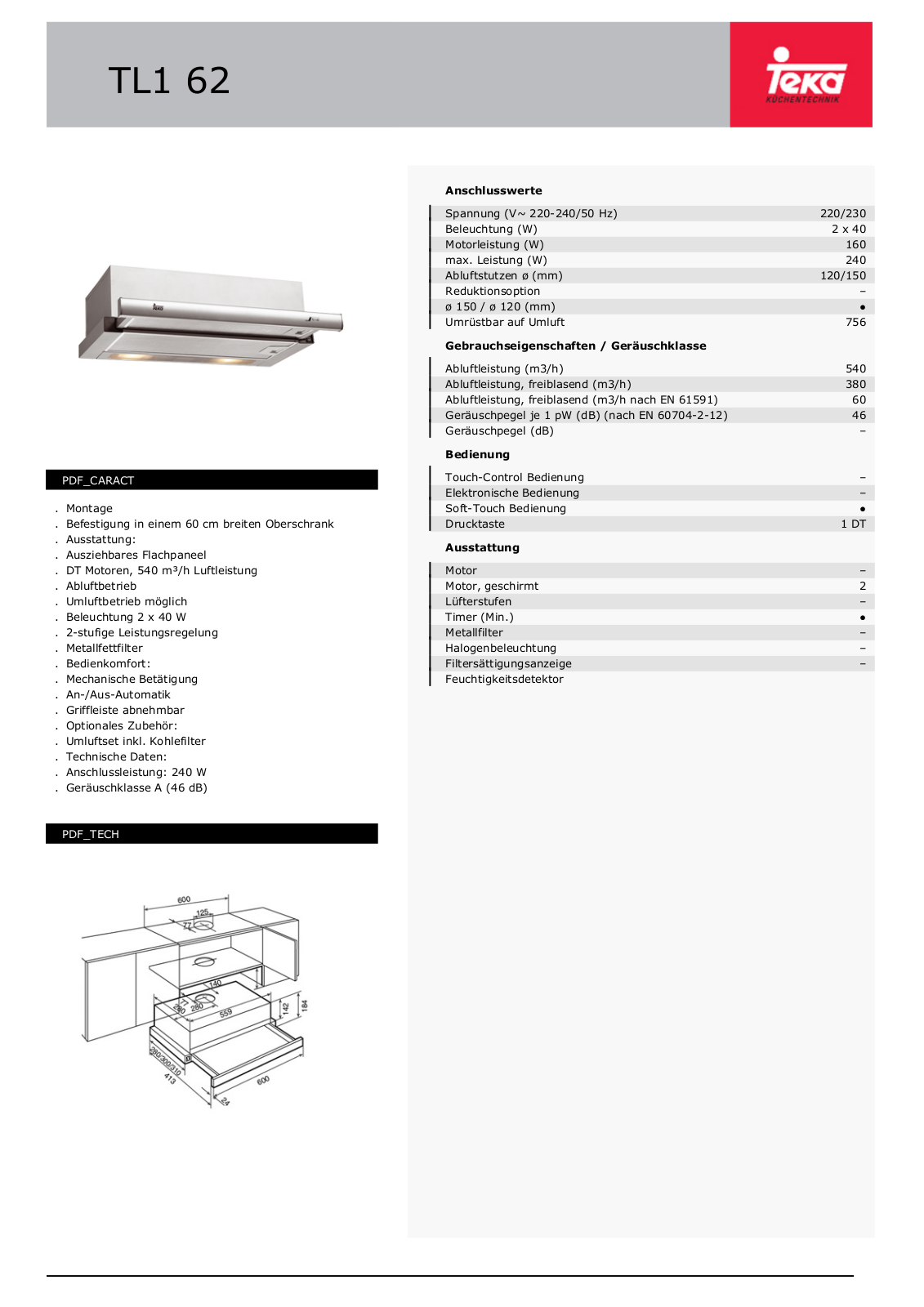 Teka TL1 62 User Manual