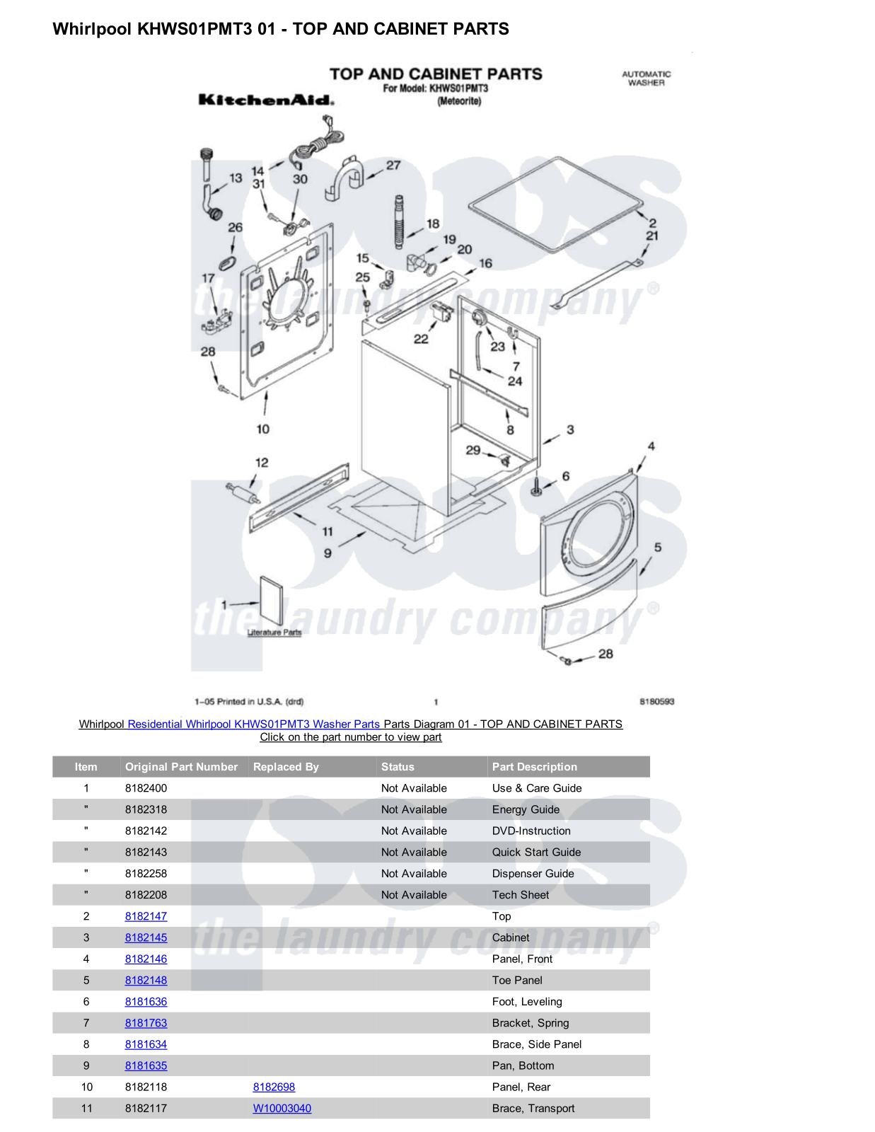 Whirlpool KHWS01PMT3 Parts Diagram