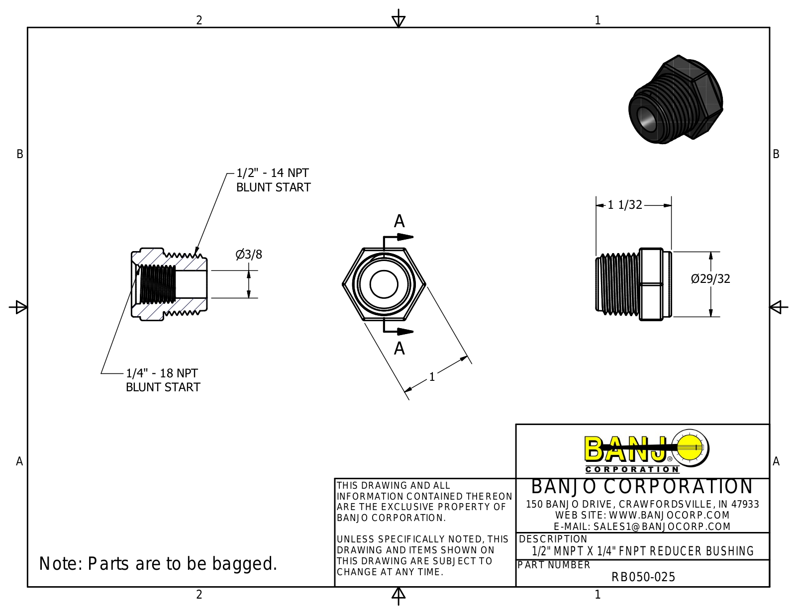 Banjo RB050-025 Drawing - ManualMachine.com