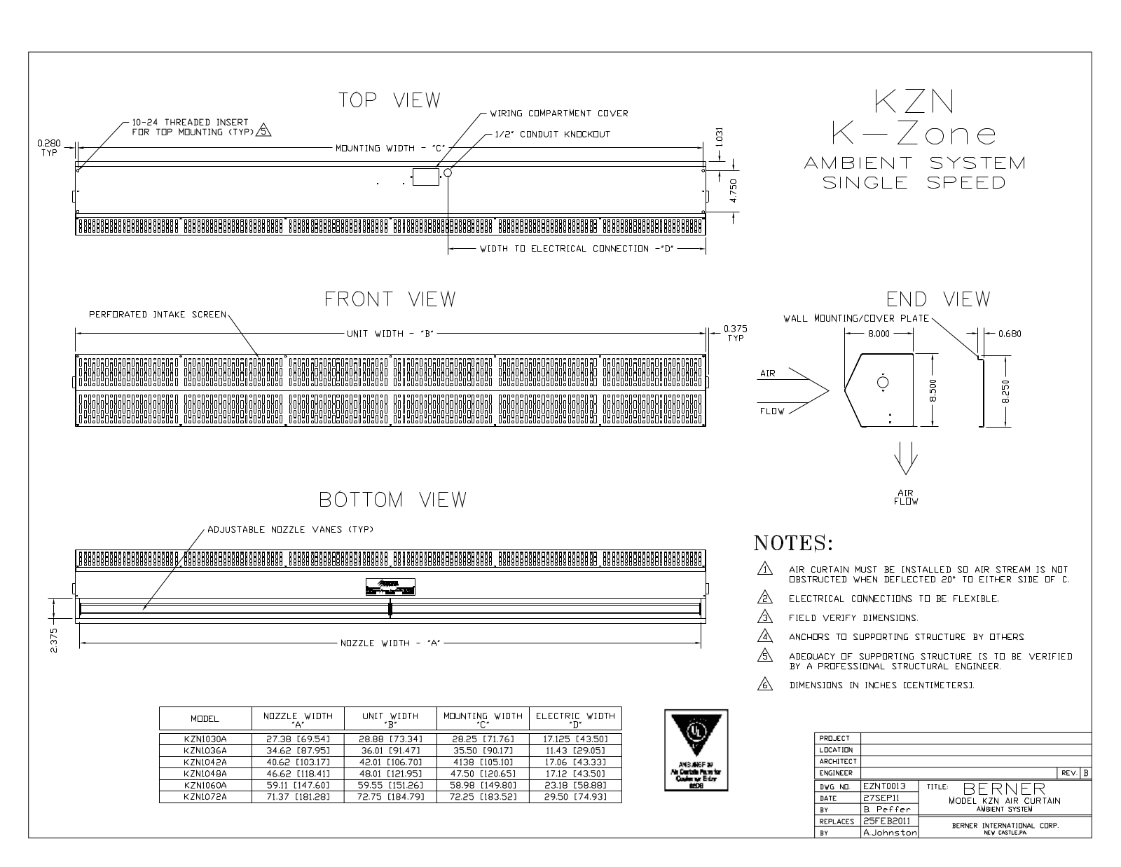 Berner KZN1030A User Manual