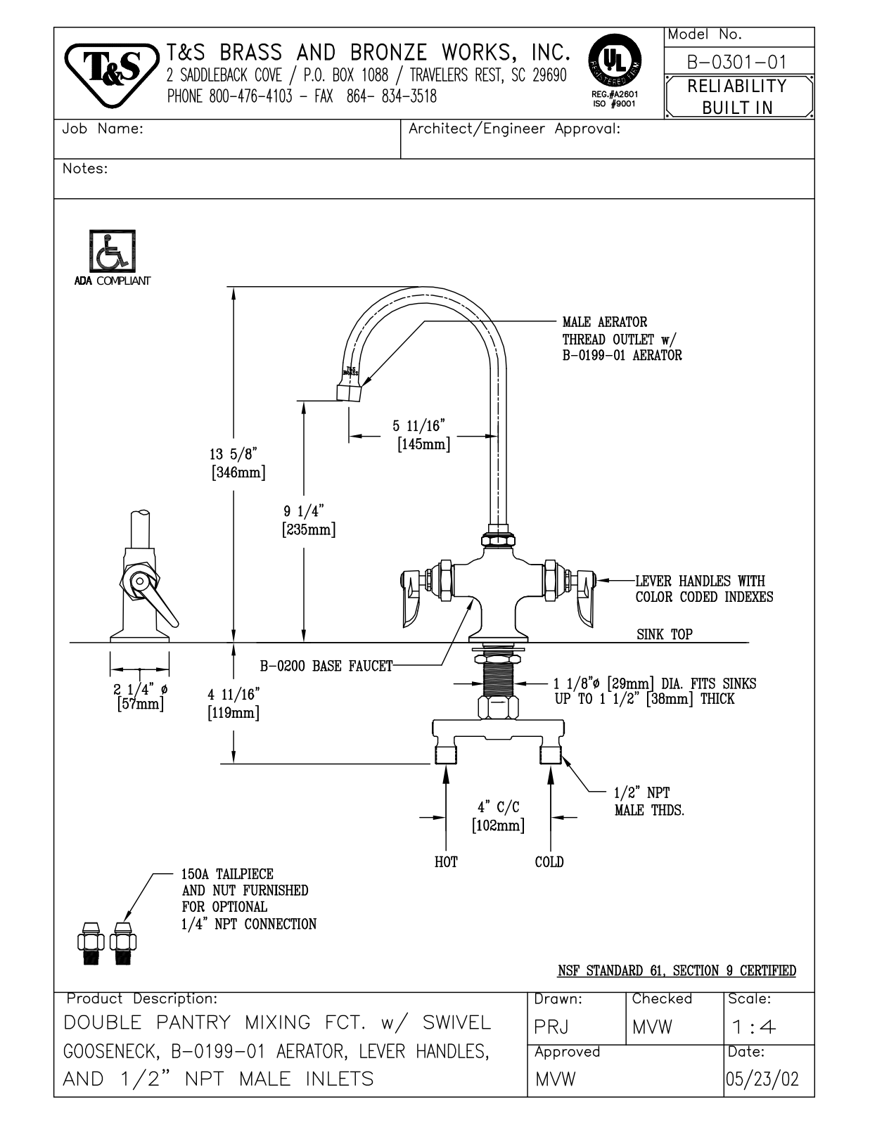 T & S Brass & Bronze Works B-0301-01 General Manual