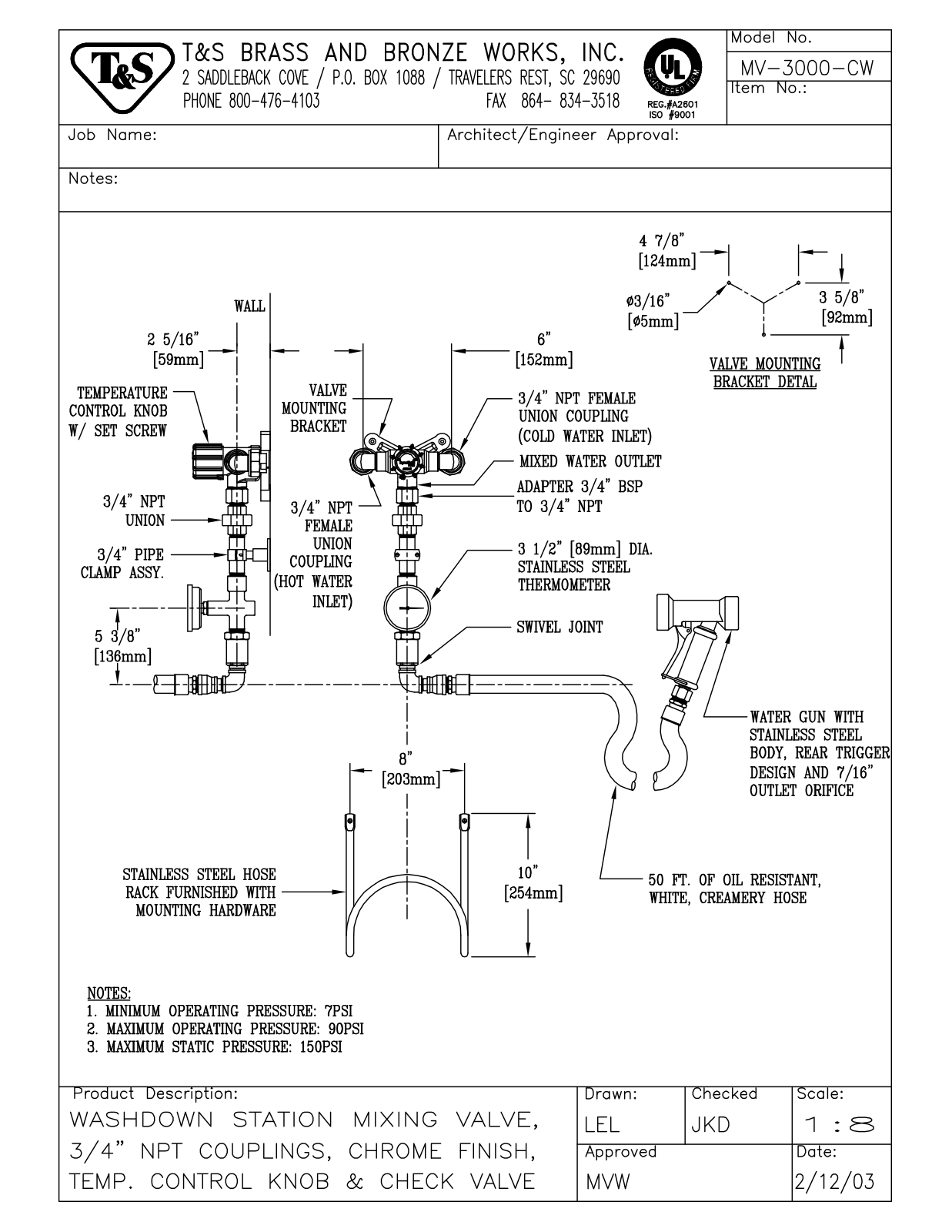 T&S Brass MV-3000-CW User Manual