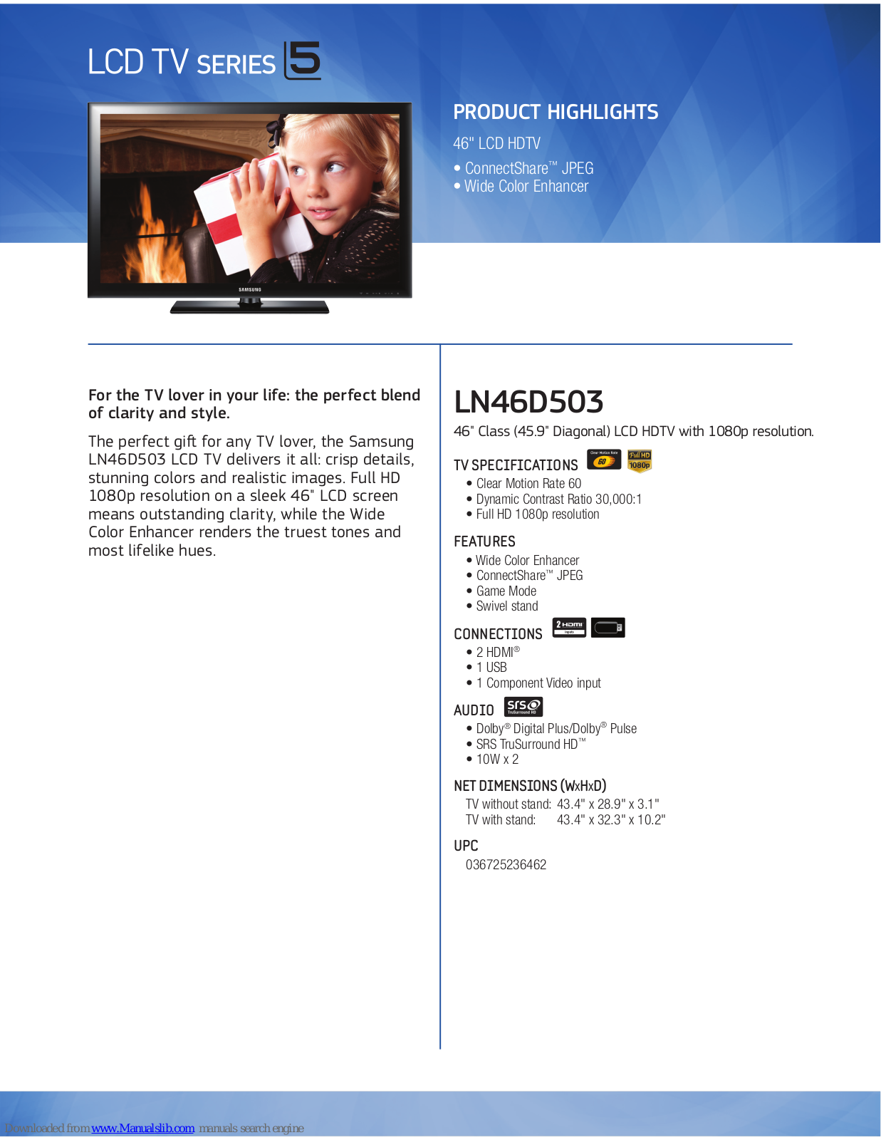Samsung LN46D503F6FXZA, LN40D503 Brochure - ManualMachine.com