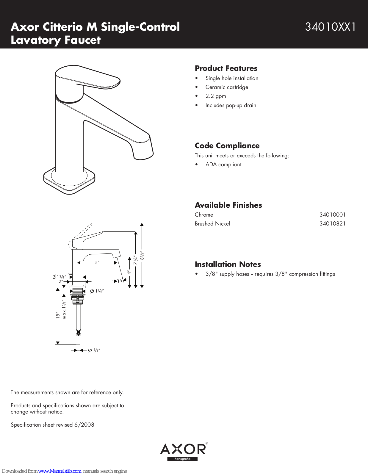 Axor 34010001, 34010821 Brochure