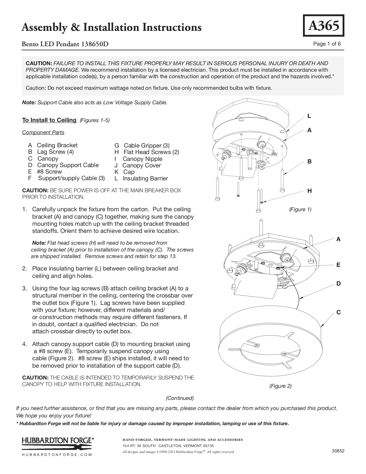 Hubbardton Forge 138650 User Manual