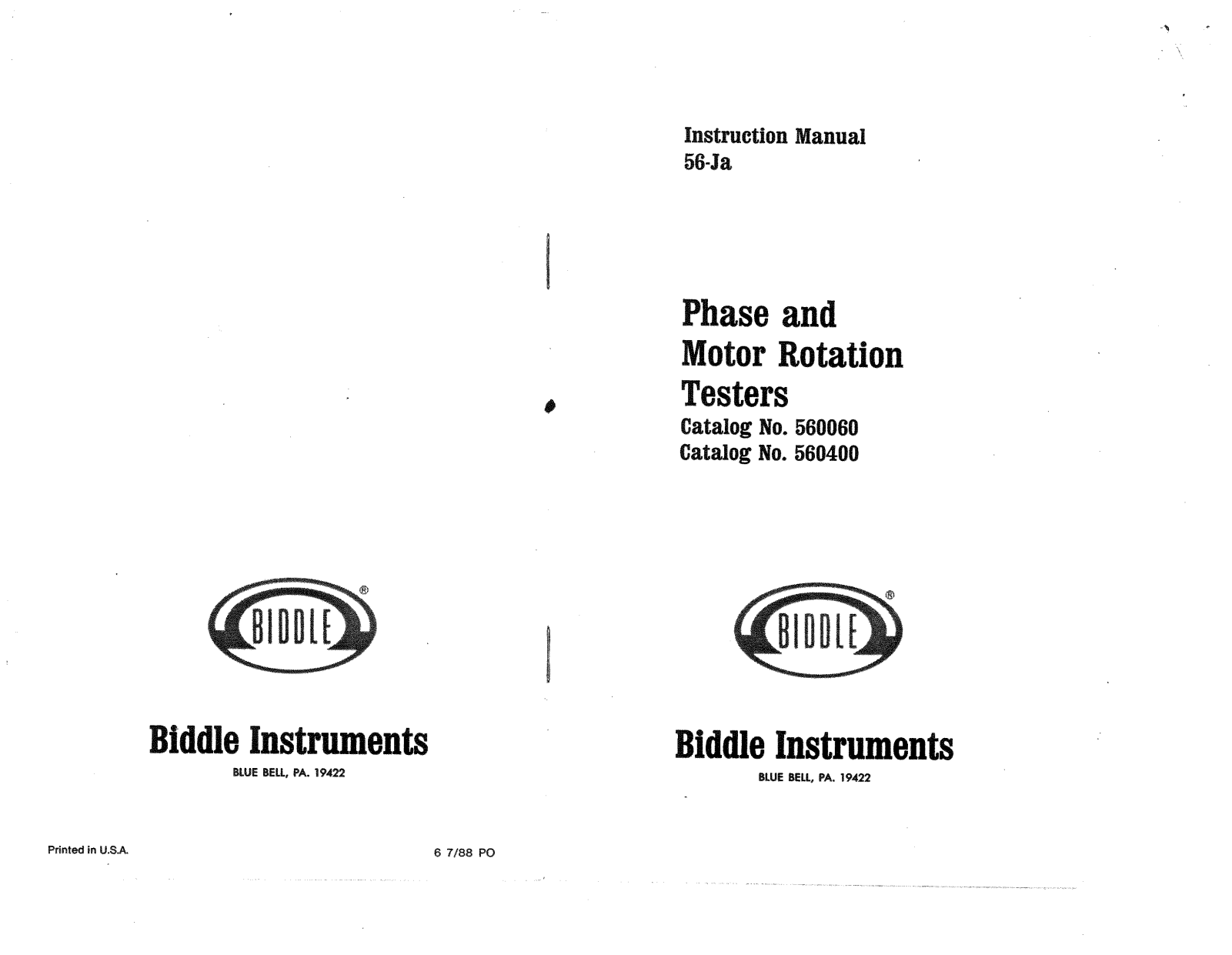 Megger 560060, 560400 Operating Manual