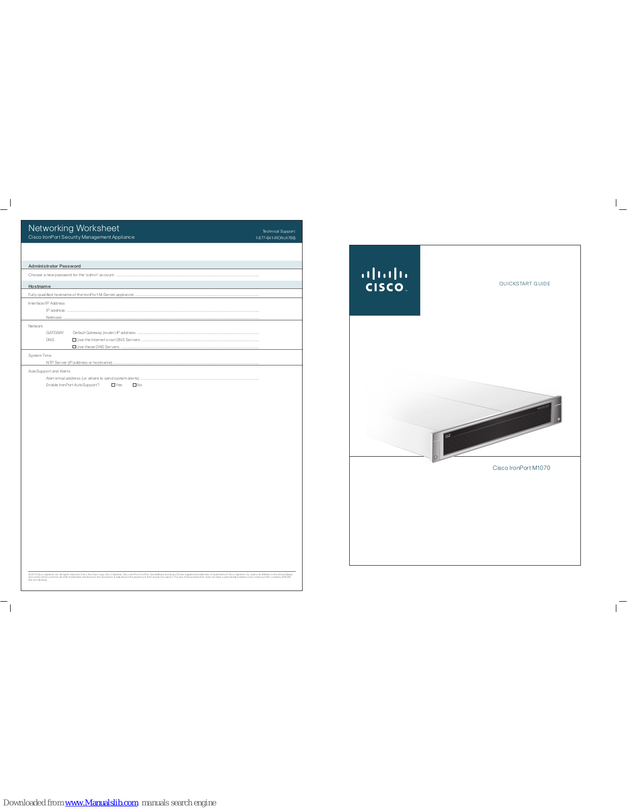 Cisco IronPort M1070 Quick Start Manual