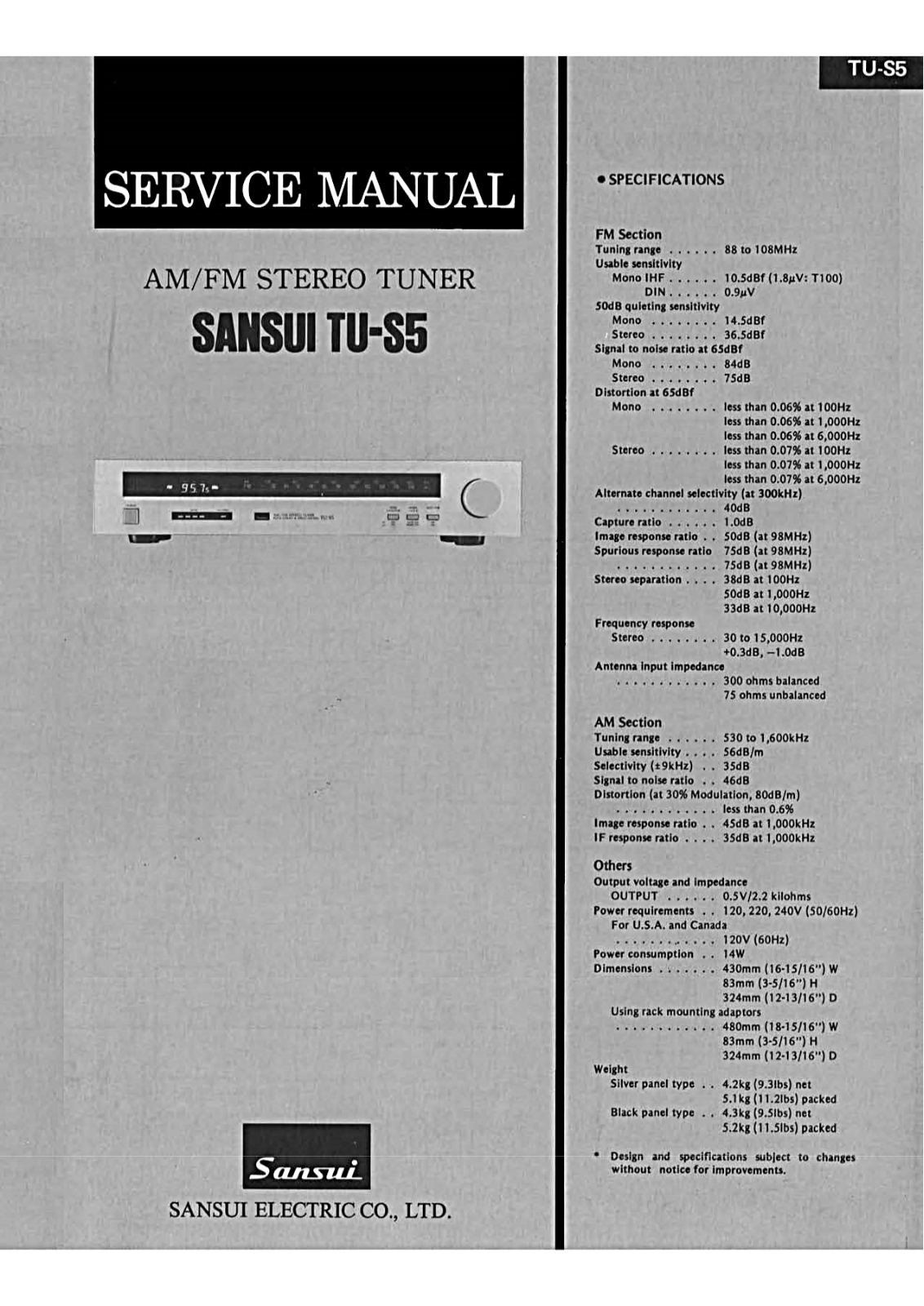 Sansui TU-S5 Service Manual