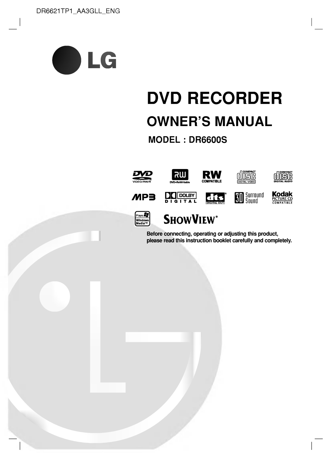 LG DR6621TP1 Owner’s Manual