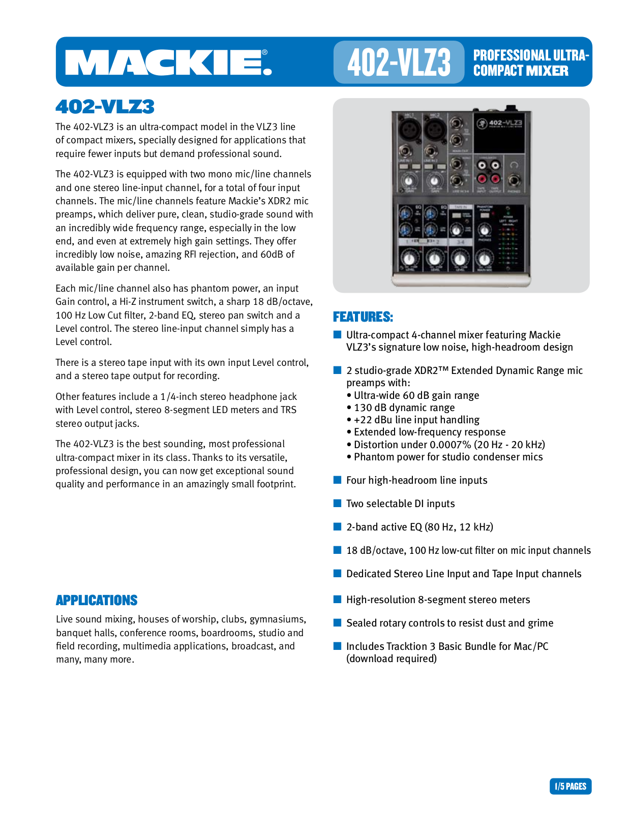 Mackie 402-VLZ3 User Manual