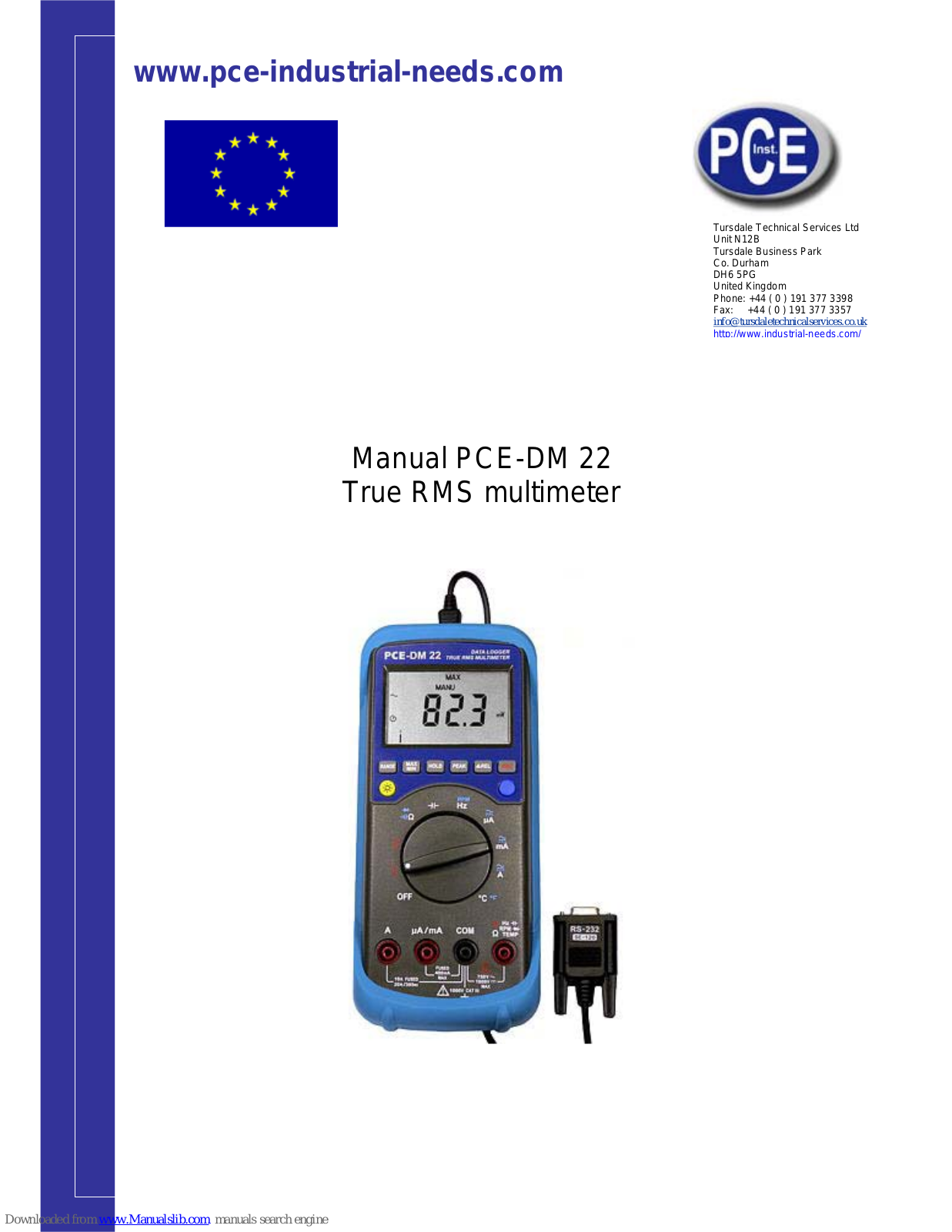 PCE Instruments PCE-DM 22, PCE-DM32, PCE-LDM 50, PCE-MM100, PCE-228 User Manual