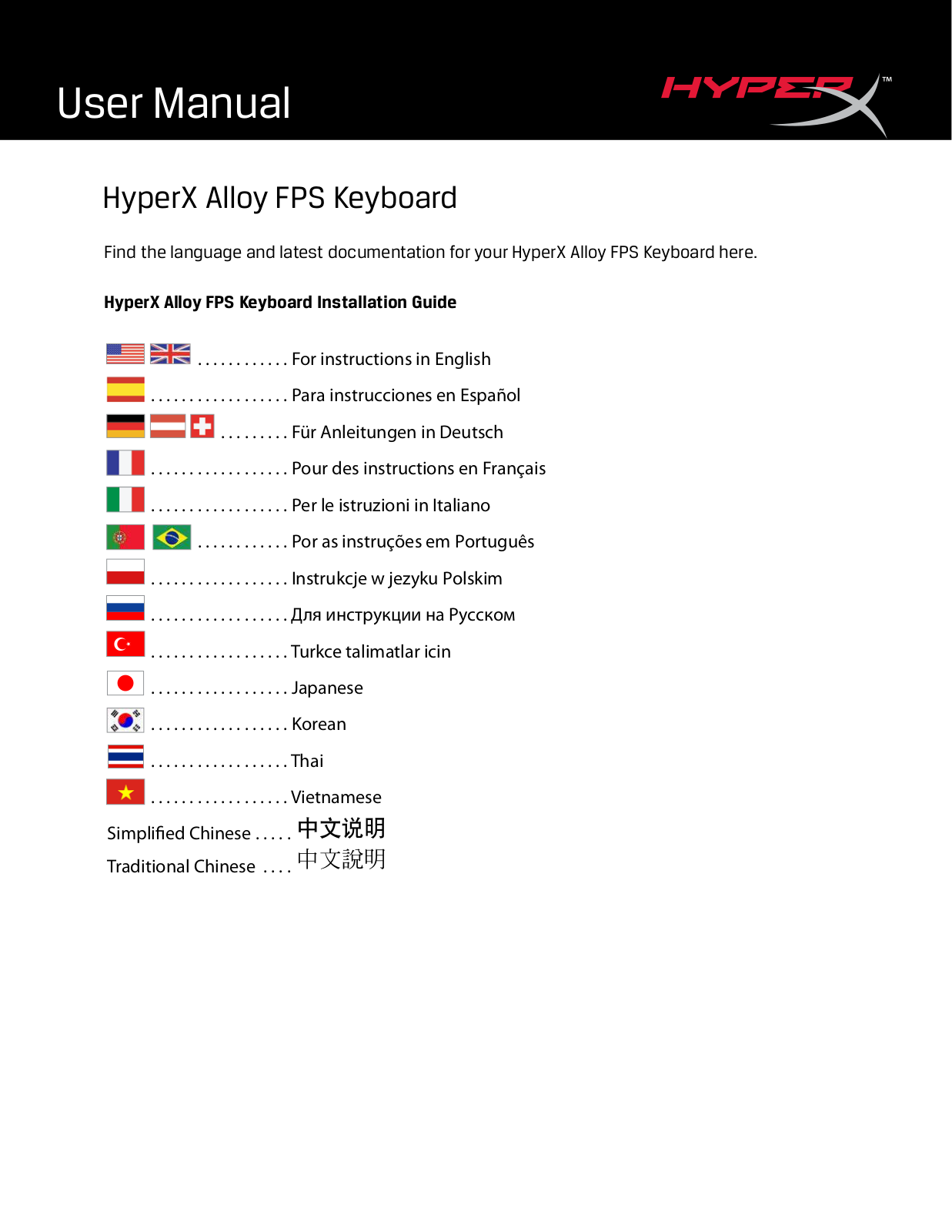 HyperX HX-KB1BL1-UK/A2 User Manual