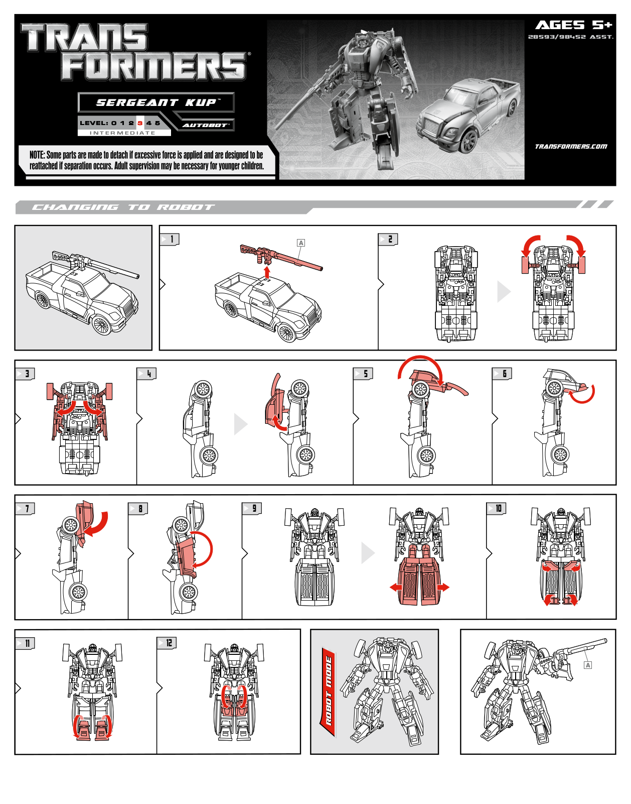 HASBRO Transformers Sergeant Kup User Manual