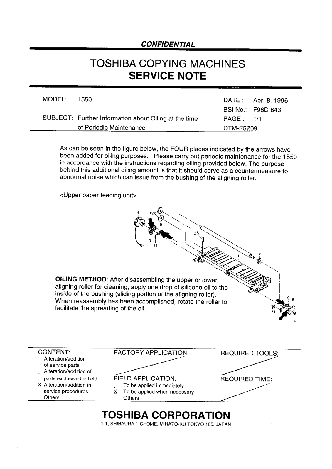 Toshiba f96d643 Service Note