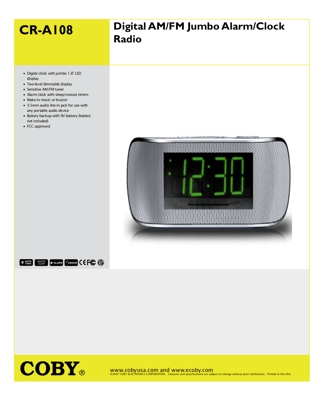 COBY electronic CR-A108 User Manual