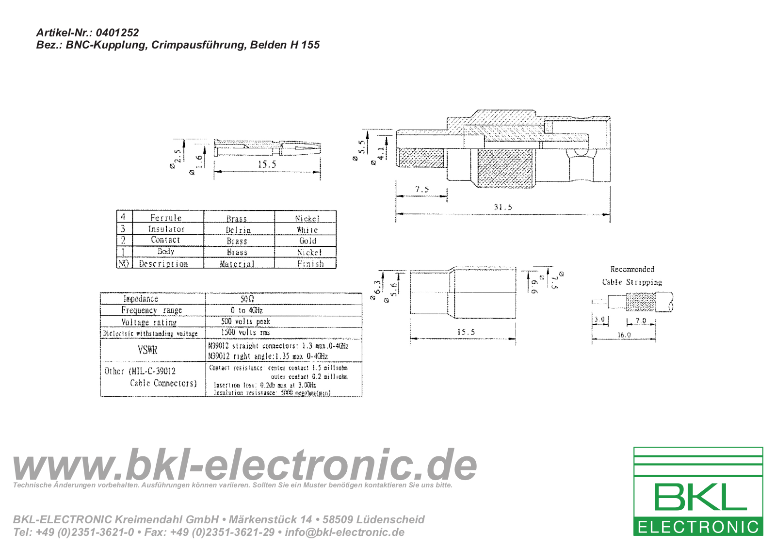 BKL BNC 0401252 Datasheet - ManualMachine.com