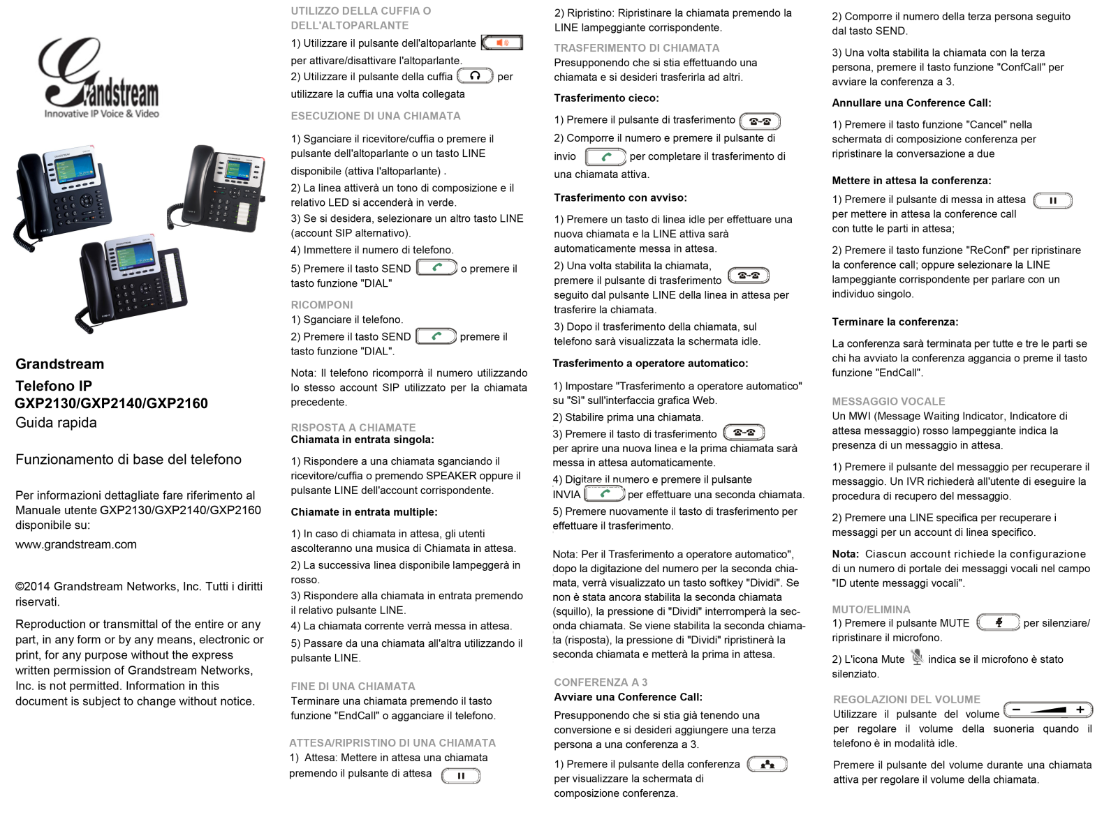 Grandstream GXP2130, GXP2140, GXP2160 User guide