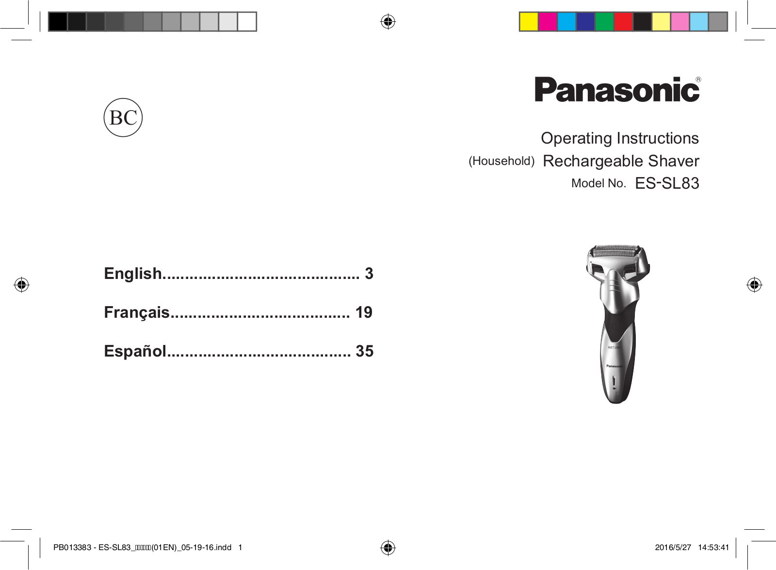 Panasonic ES-SL83 Operation Manual
