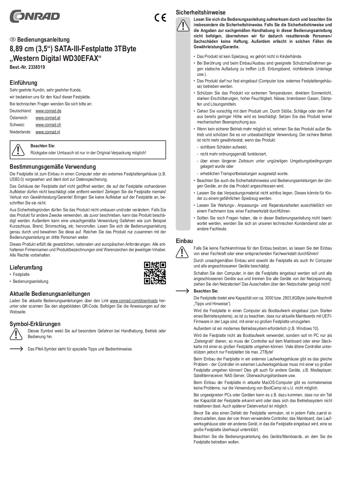 Western Digital WD30EFAX Operation Manual