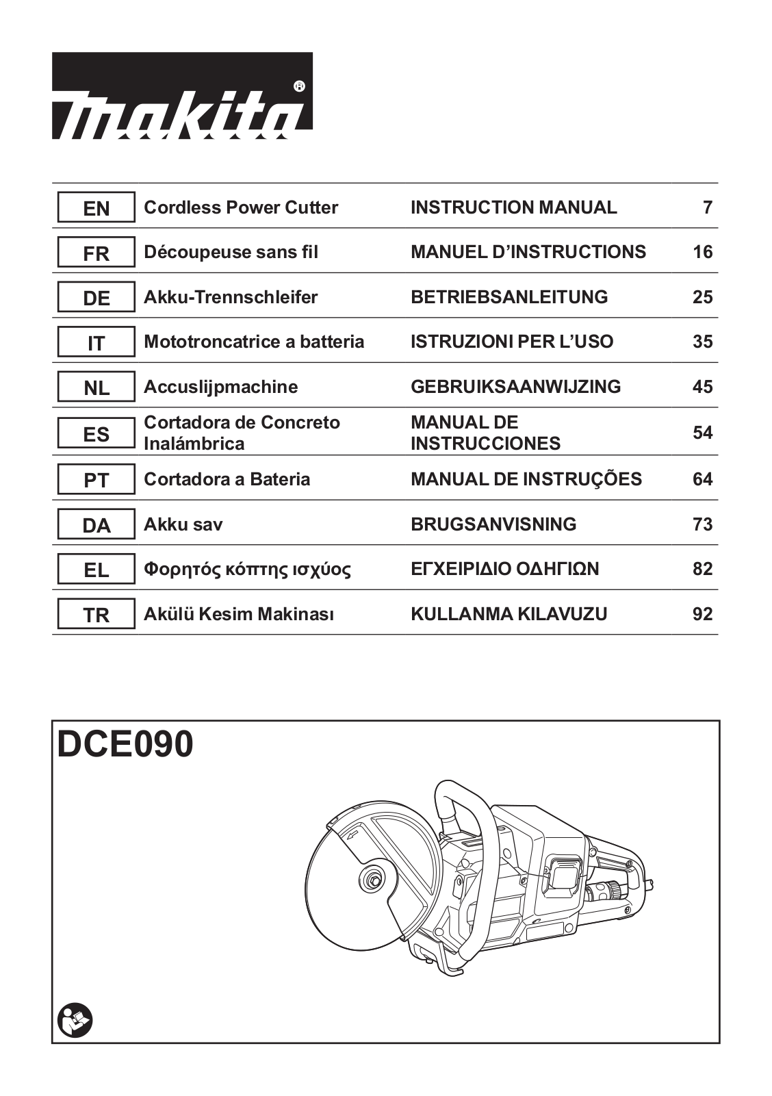 Makita DCE090ZX1 User Manual