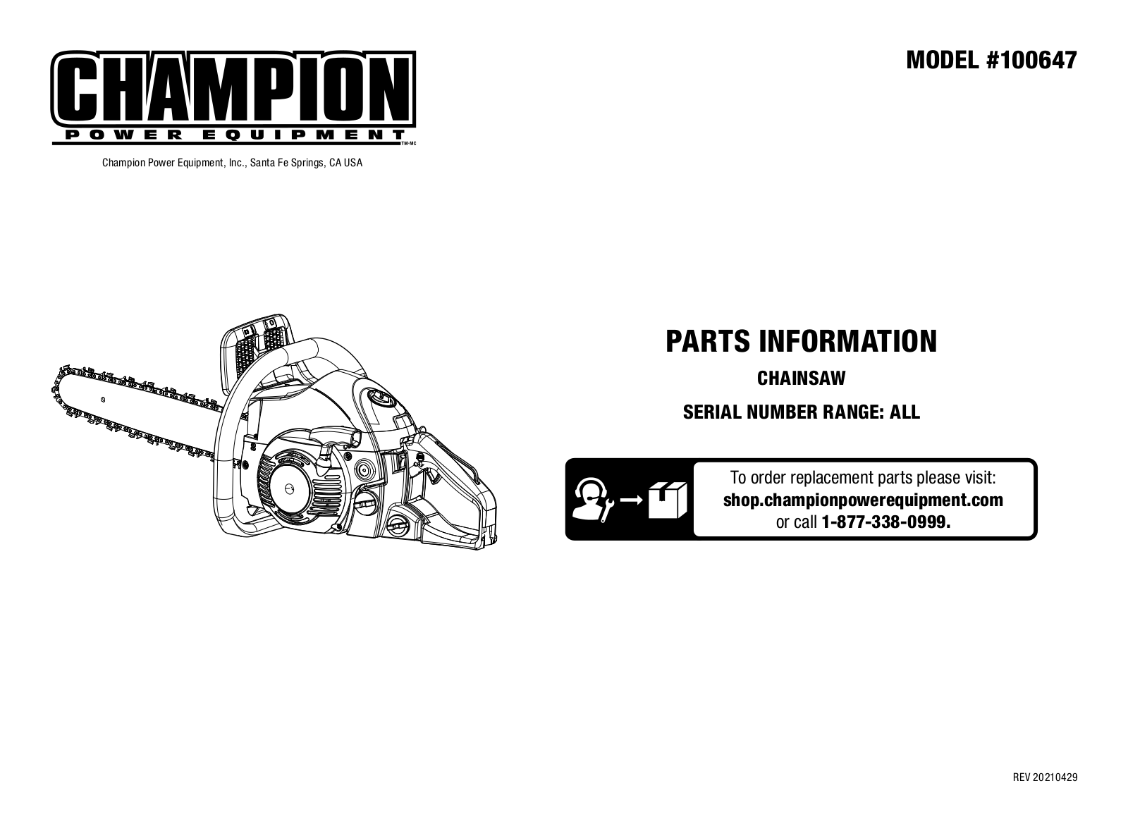 Champion 100647 User Manual