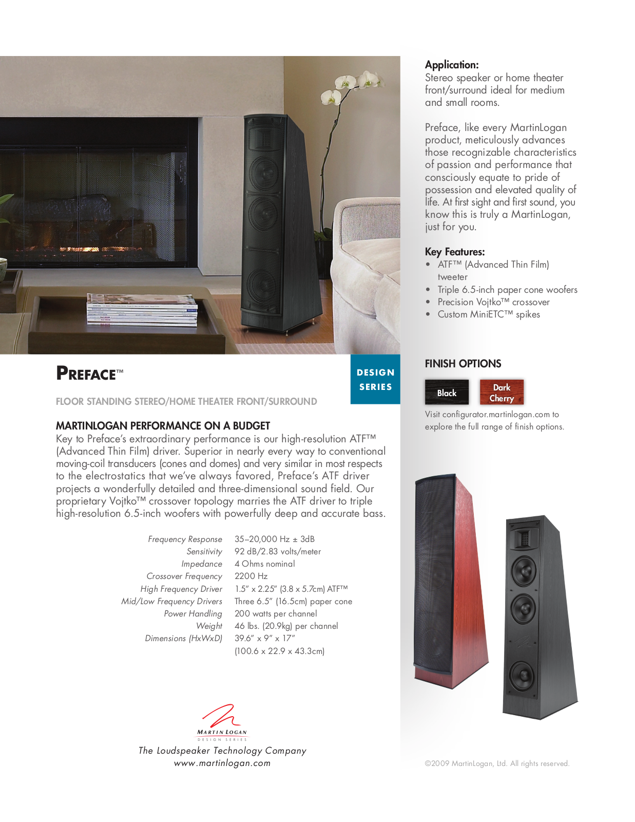 MartinLogan Preface Home Theater System, Preface User Manual