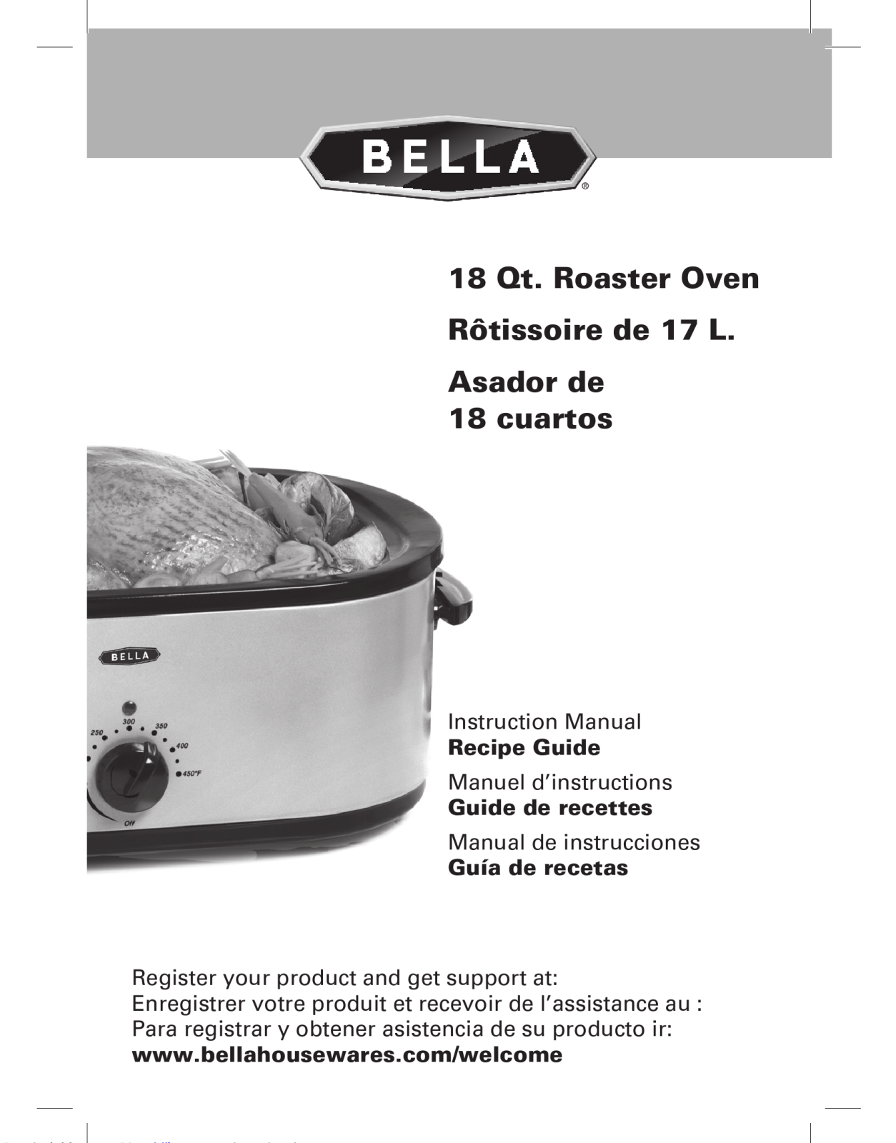 Bella 18 Qt Instruction Manual