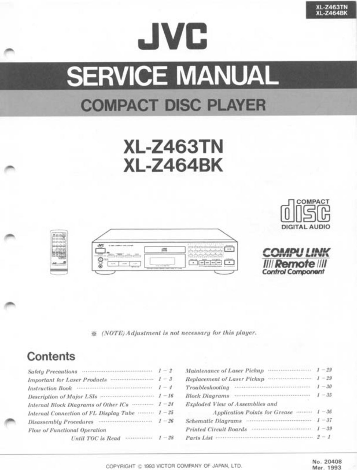 JVC XLZ-464-BK, XLZ-463-TN Service manual