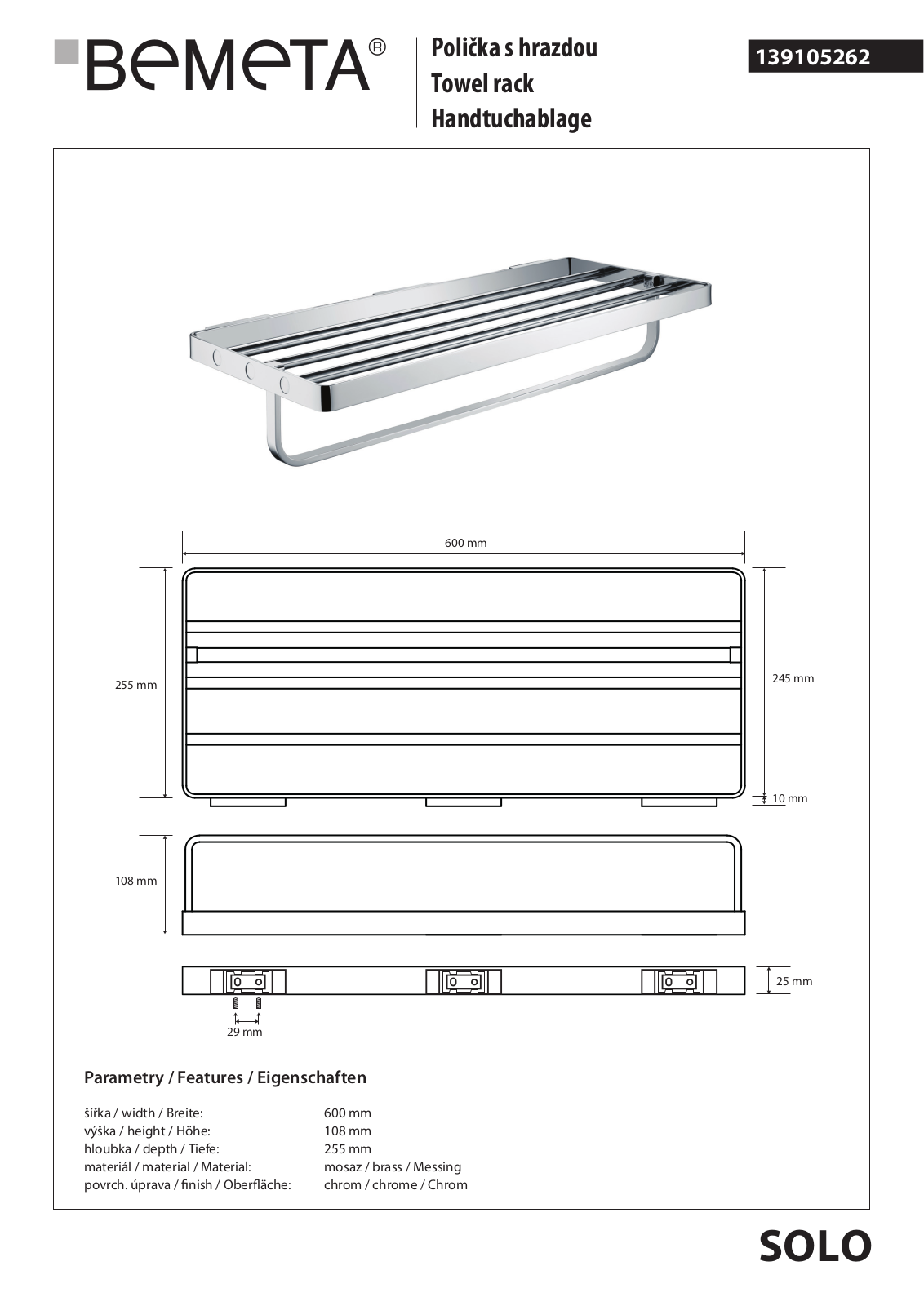 Bemeta Solo 139105262 User guide