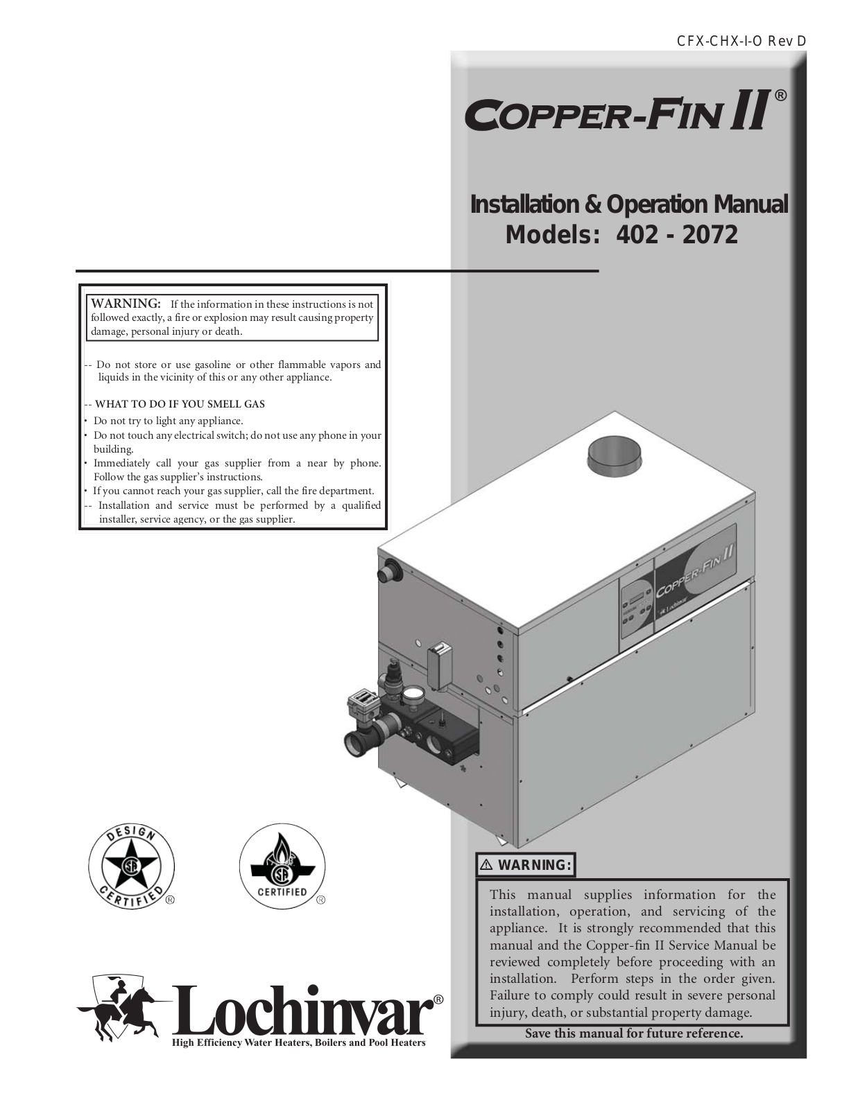 Lochinvar CFN0402, CFN0502, CFN0652, CFN0752, CFN0992 Installation Manual