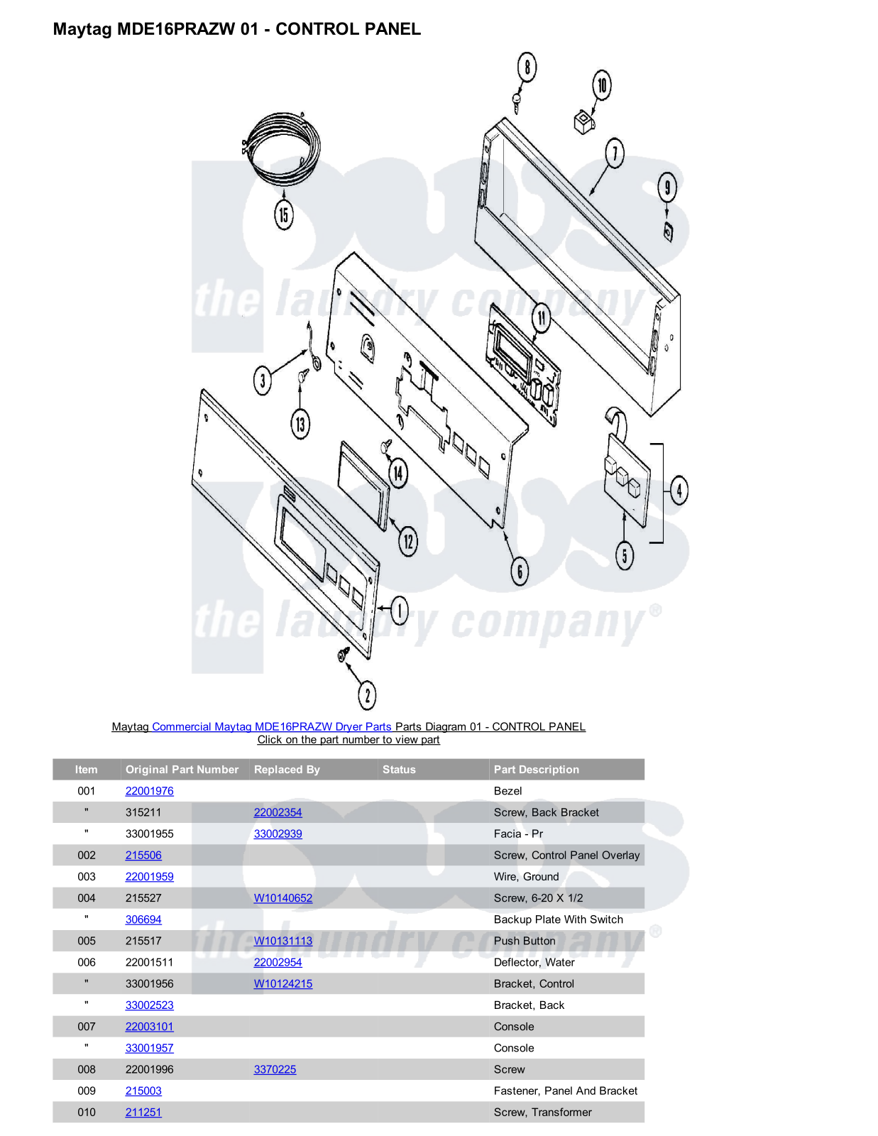 Maytag MDE16PRAZW Parts Diagram