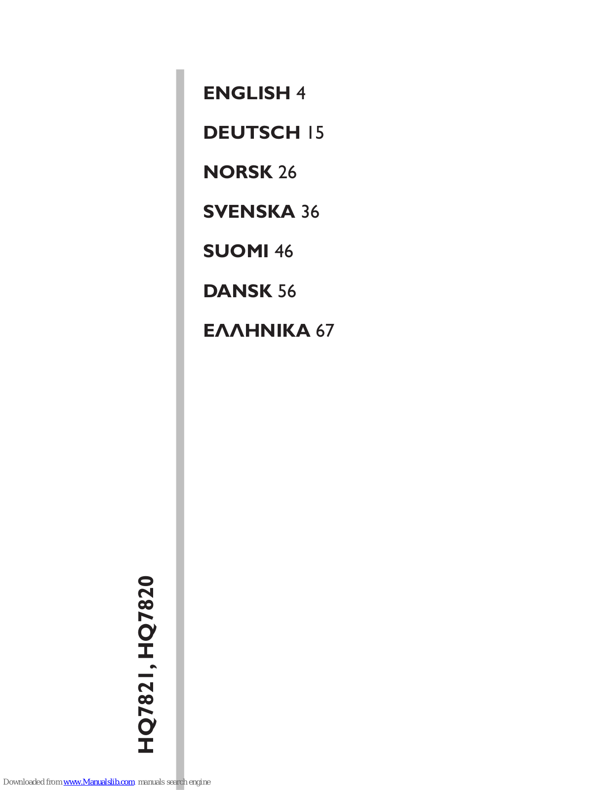 Philips HQ7821/16, HQ7821, HQ7820 User Manual