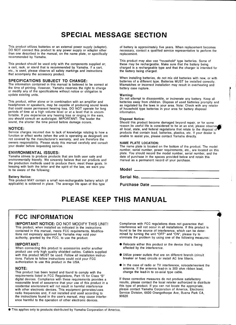 Yamaha Audio PSS-51 User Manual