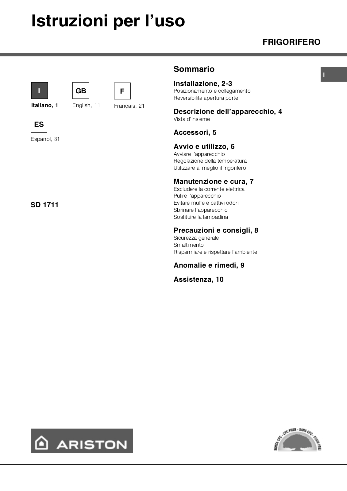 Hotpoint Ariston SD1711 Instruction Manual