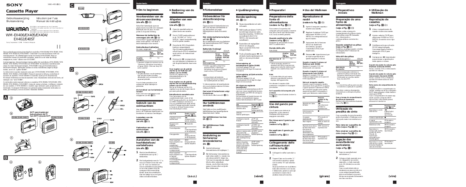 Sony WM-EX404, WM-E40ST, WM-EX402, WM-EX405, WM-EX406 User Manual