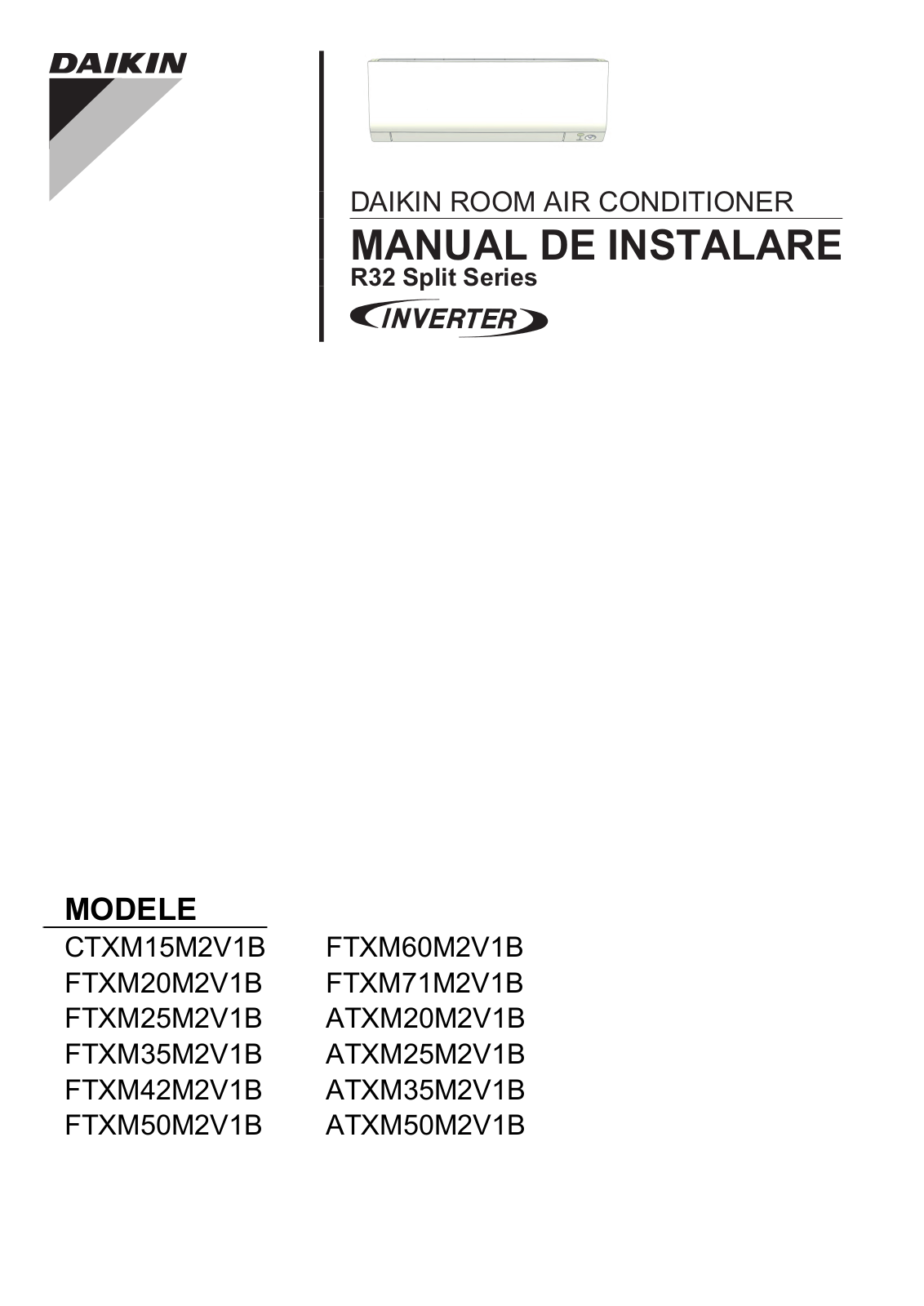 Daikin CTXM15M2V1B, FTXM60M2V1B, FTXM20M2V1B, FTXM71M2V1B, FTXM25M2V1B Installation manuals