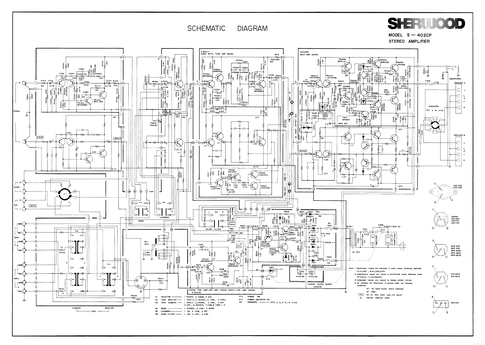 Sherwood S402CP Schematic