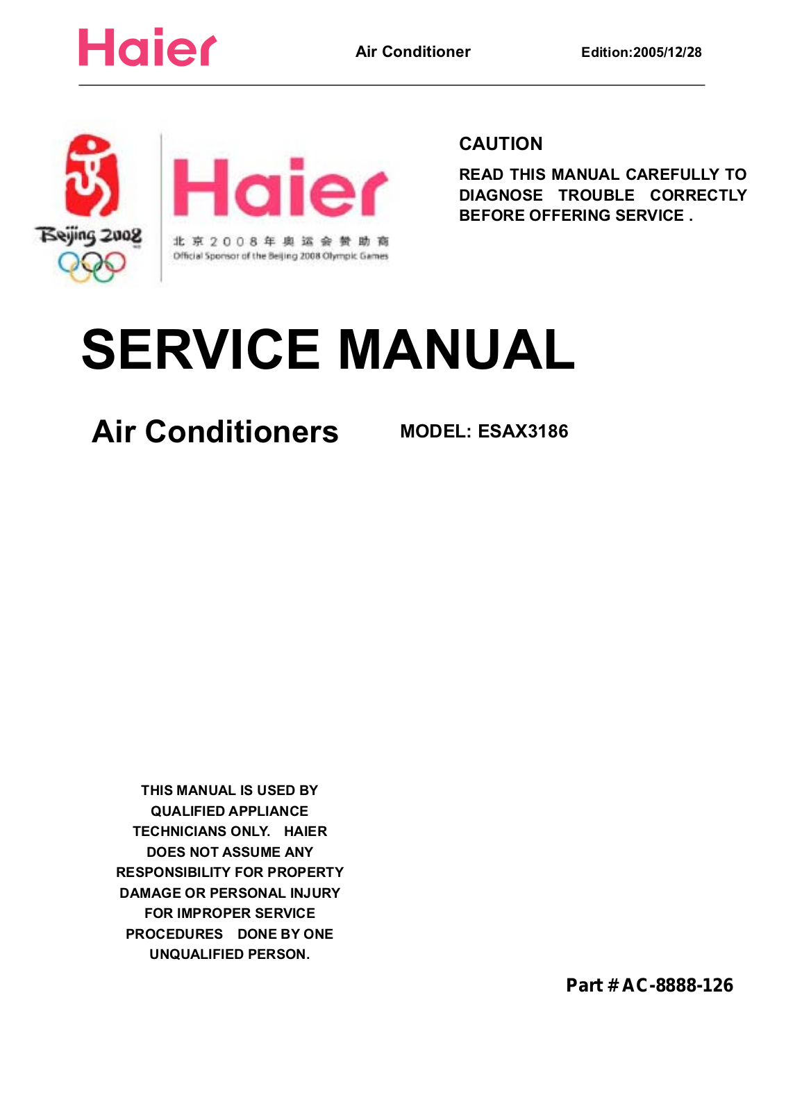 Haier Esax3186e Service Manual