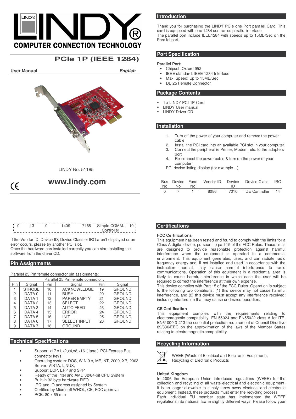 Lindy 51185 User Manual