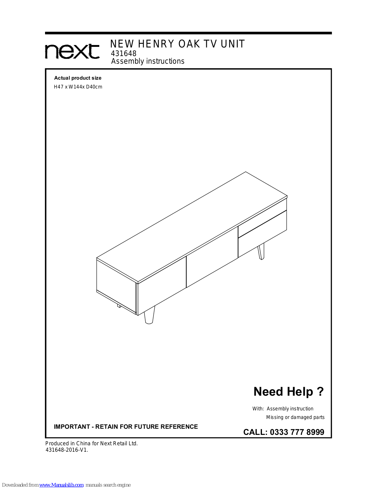 Next 431648, NEW HENRY Assembly  Manual - ManualMachine.com