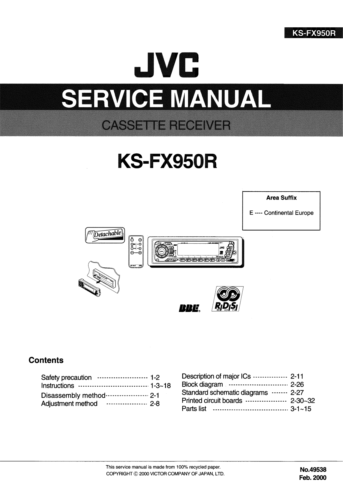 Jvc KS-FX950-R Service Manual