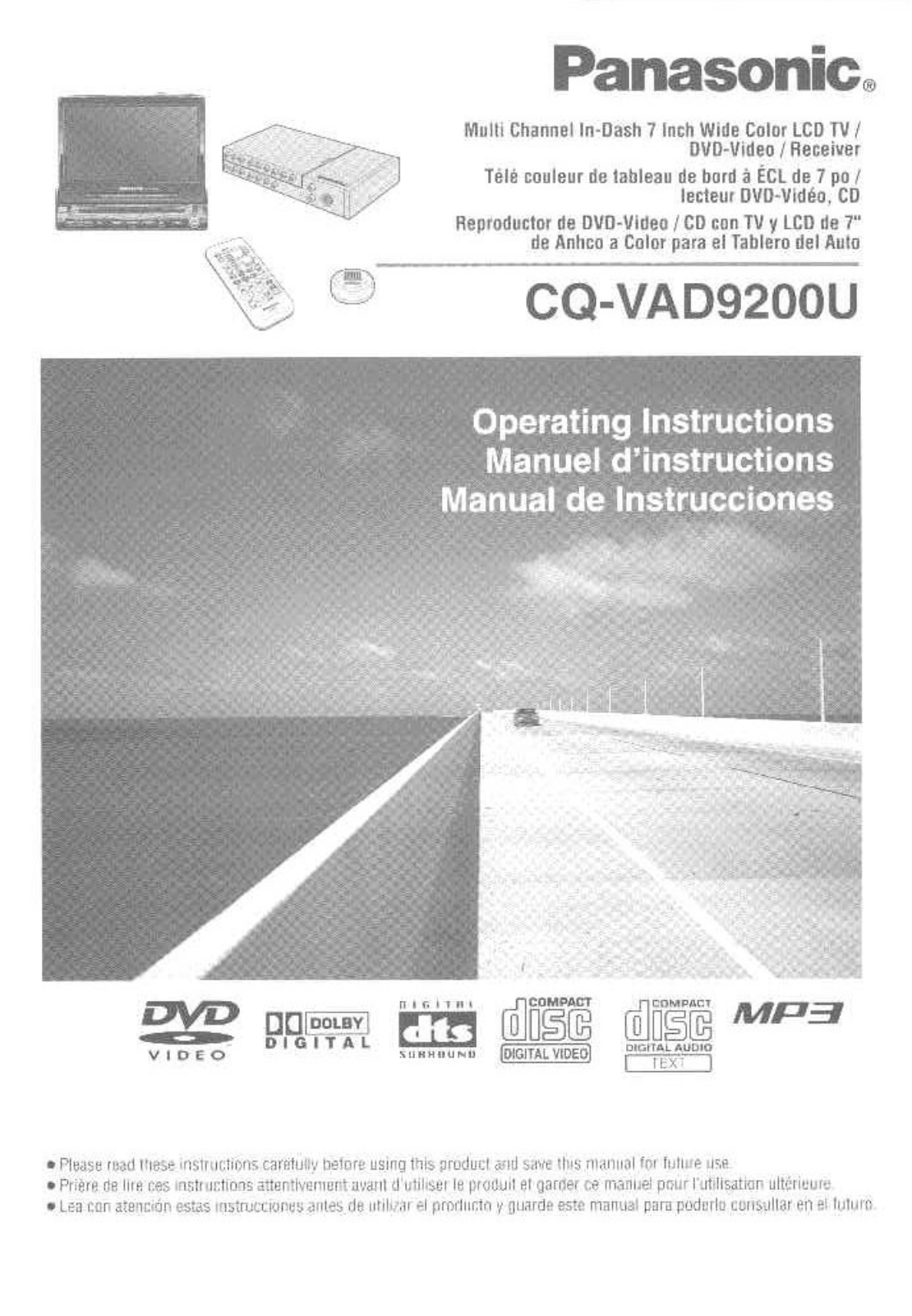 Panasonic cq-vad9200u Operation Manual