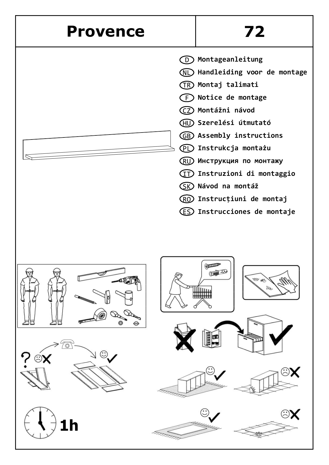 Home affaire Provence 72 Assembly instructions