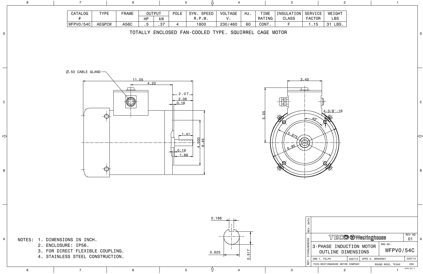 Teco WFPV0/54C Reference Drawing