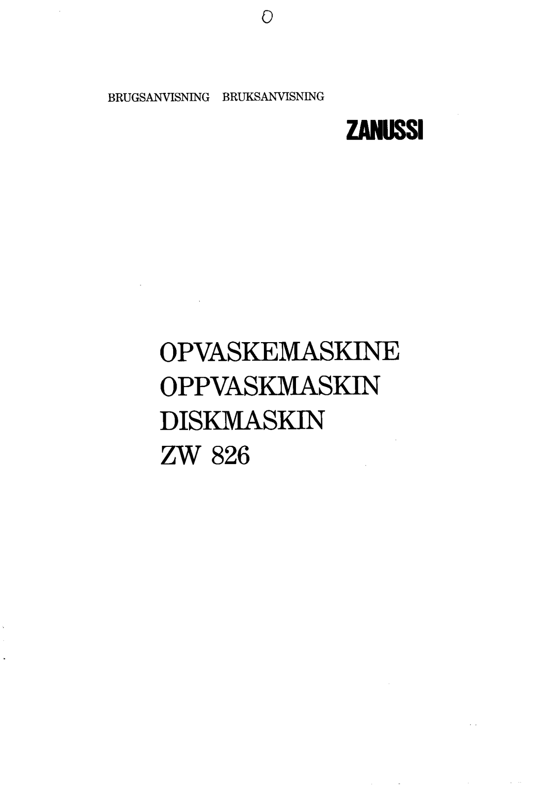 Zanussi ZW826 User Manual