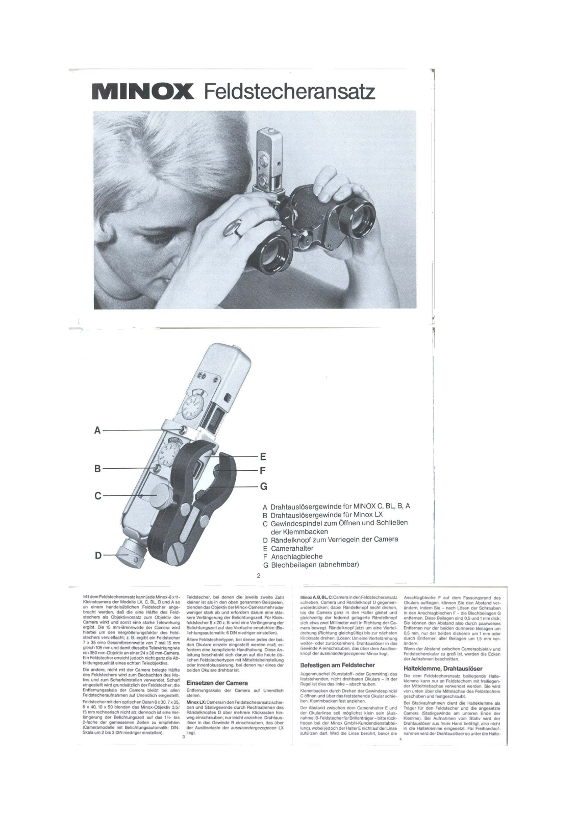 Minox 8X11 FELDSTECHERANSATZ User Manual