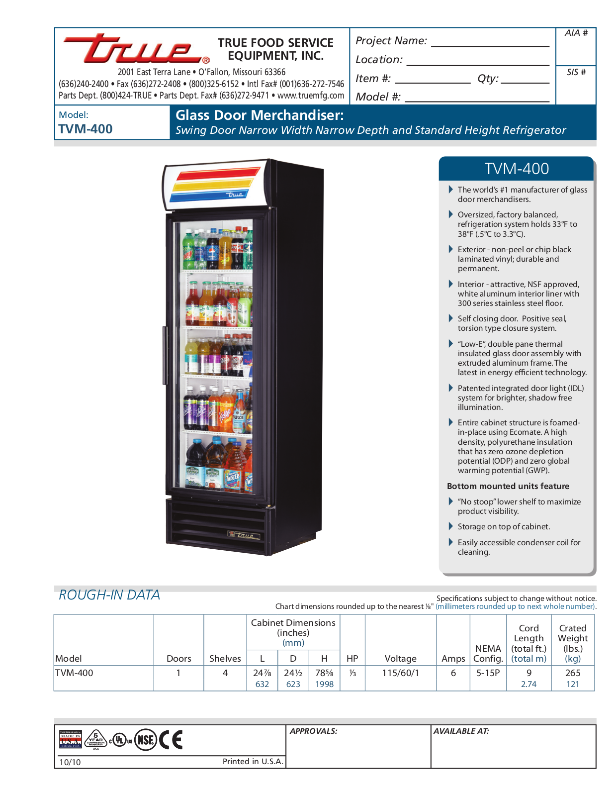 True TVM-400 User Manual