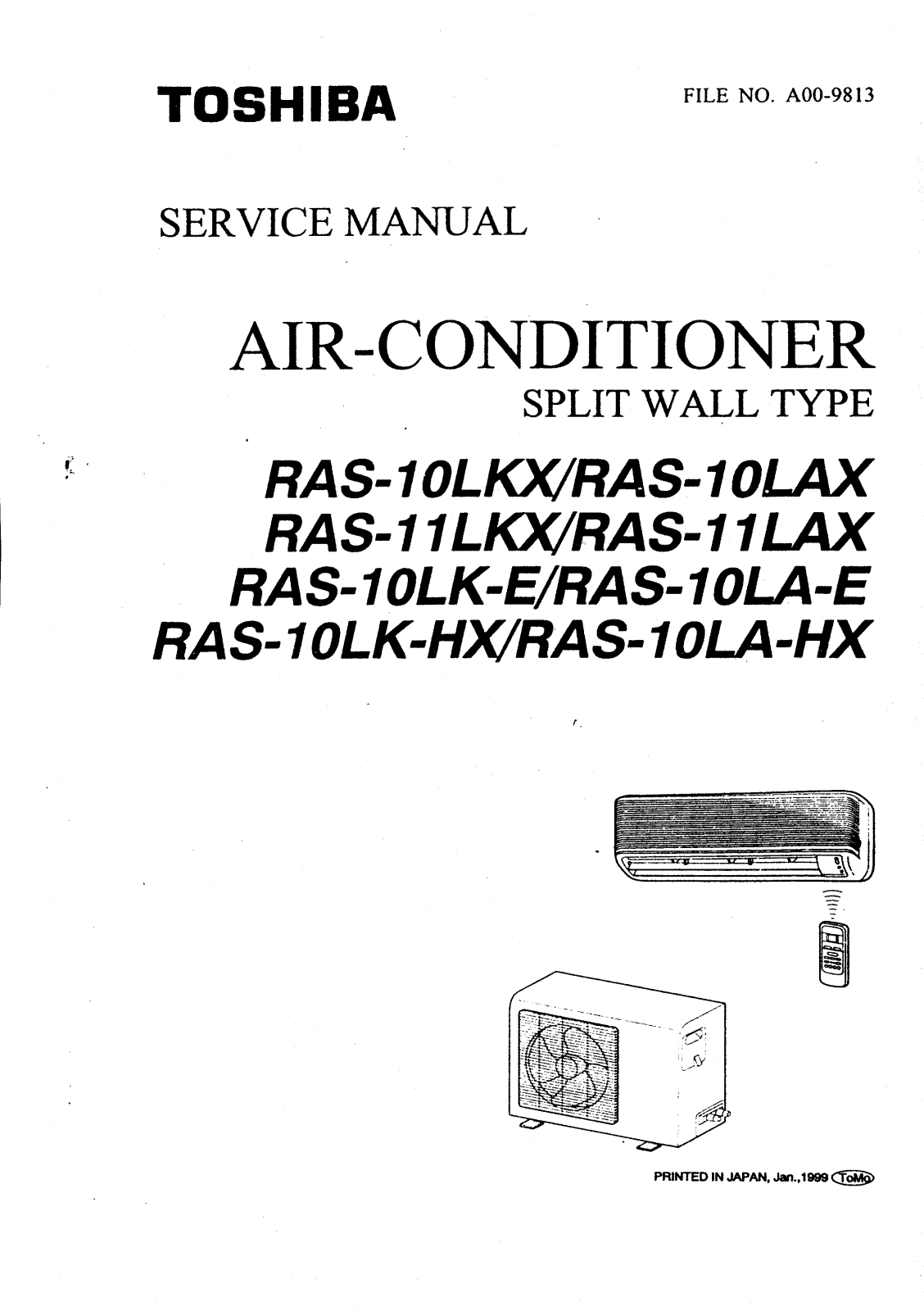 Toshiba RAS-11LKX, RAS-10LKX, RAS-10LA-E, RAS-10LAH-X, RAS-10LK-E SERVICE MANUAL