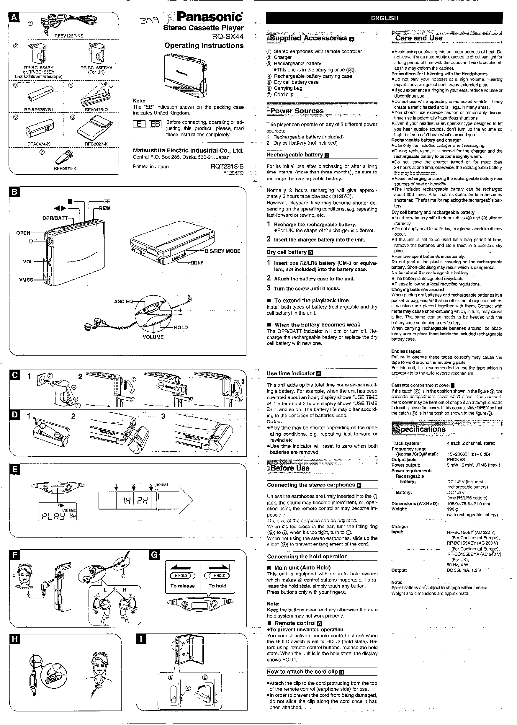 Panasonic RQ-SX44 User Manual